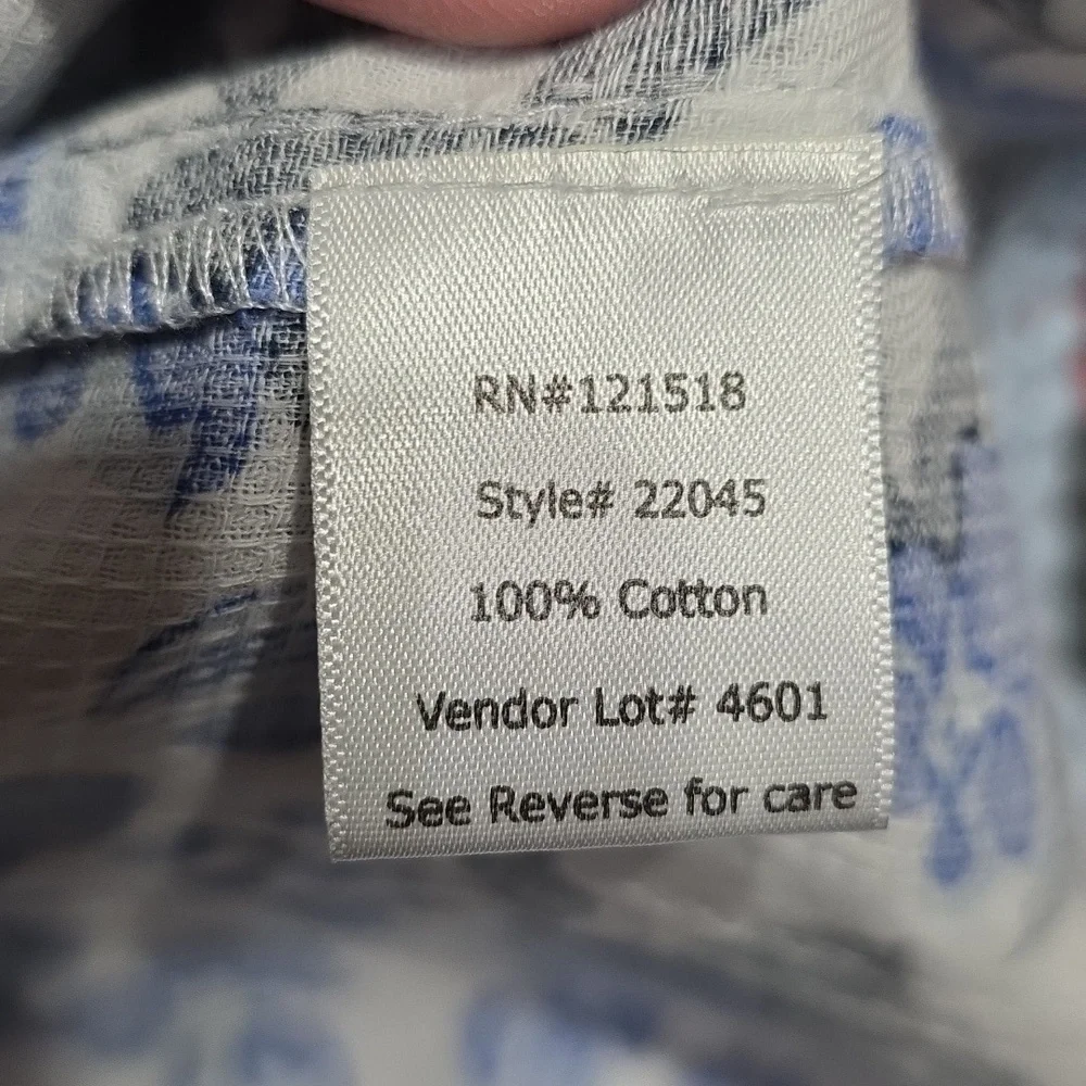 NWT VTG National Womens Nightgown Loungewear White/Blue Floral Smocked Sz 1X - Picture 11 of 13